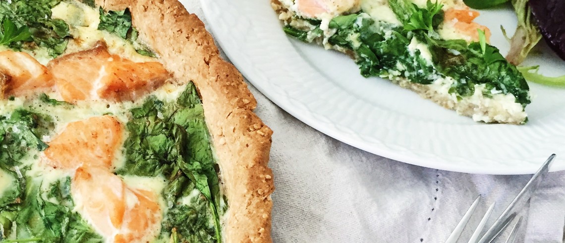 Tærte med laks og spinat