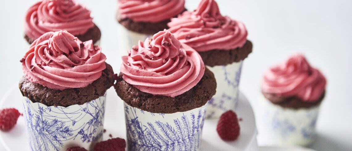 Memo orm på en ferie Chokolademuffins med hindbærfrosting | Nem opskrift