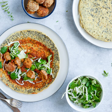 Madpandekager med pesto og falafler