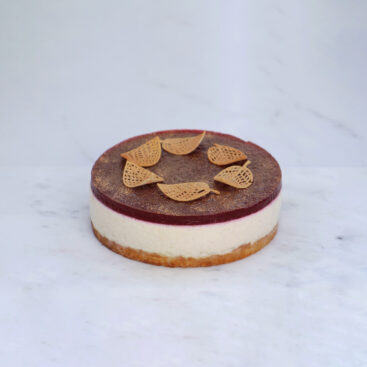 Julecheesecake med risalamandemousse og vaniljekransebund