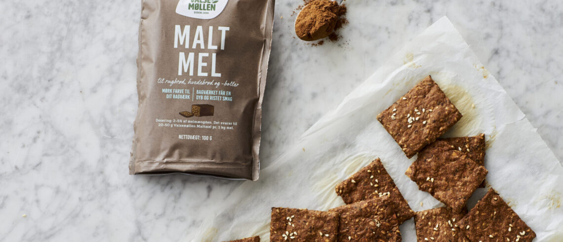 Økologiske knækbrød med maltmel og tørret surdej