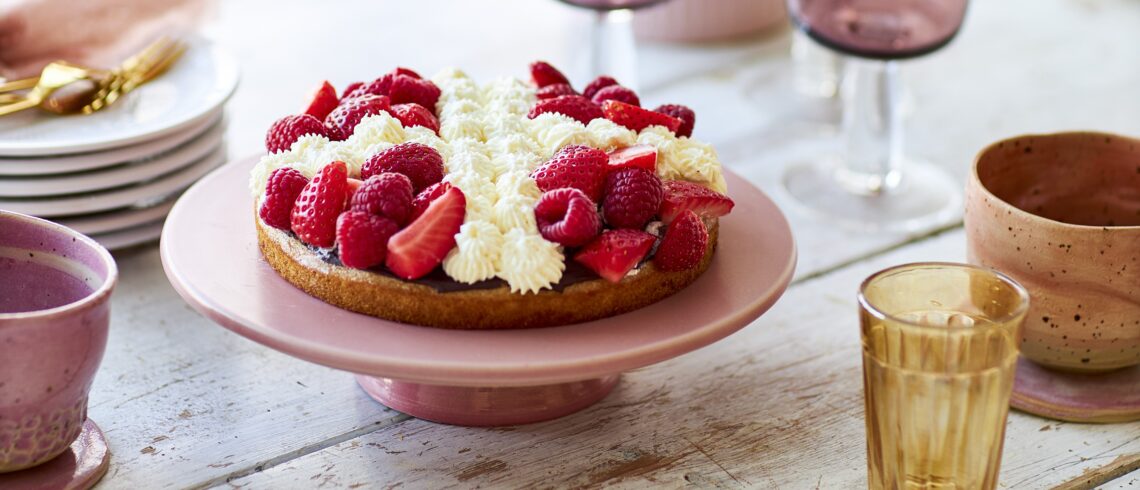 Jordbærtærte som flagkage